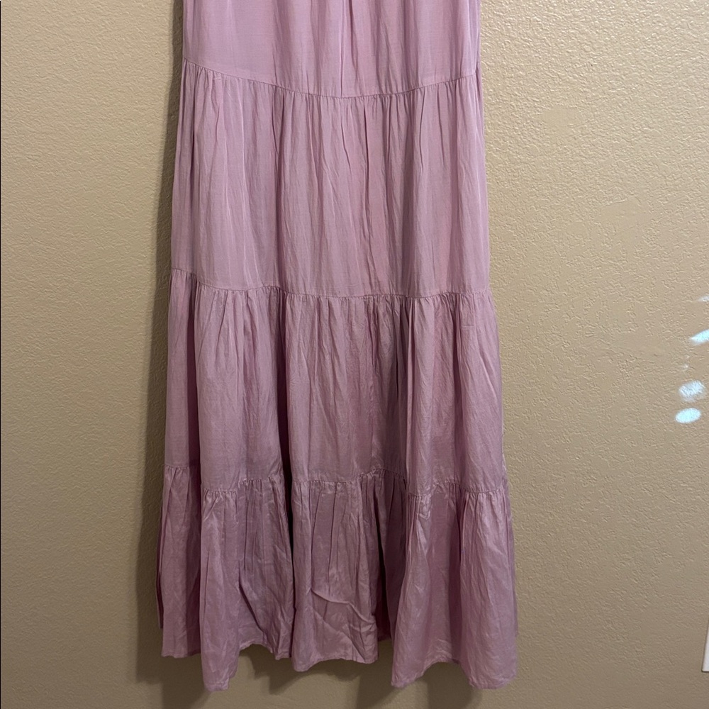 Elan Lightweight Maxi Teired Ruffle Sleeve Dress Purple Sz M - Picture 7 of 9